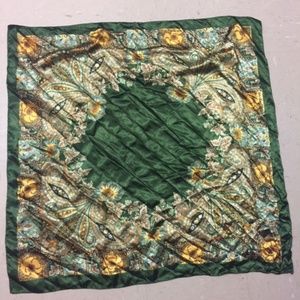 colorful summer print faux silky green scarf